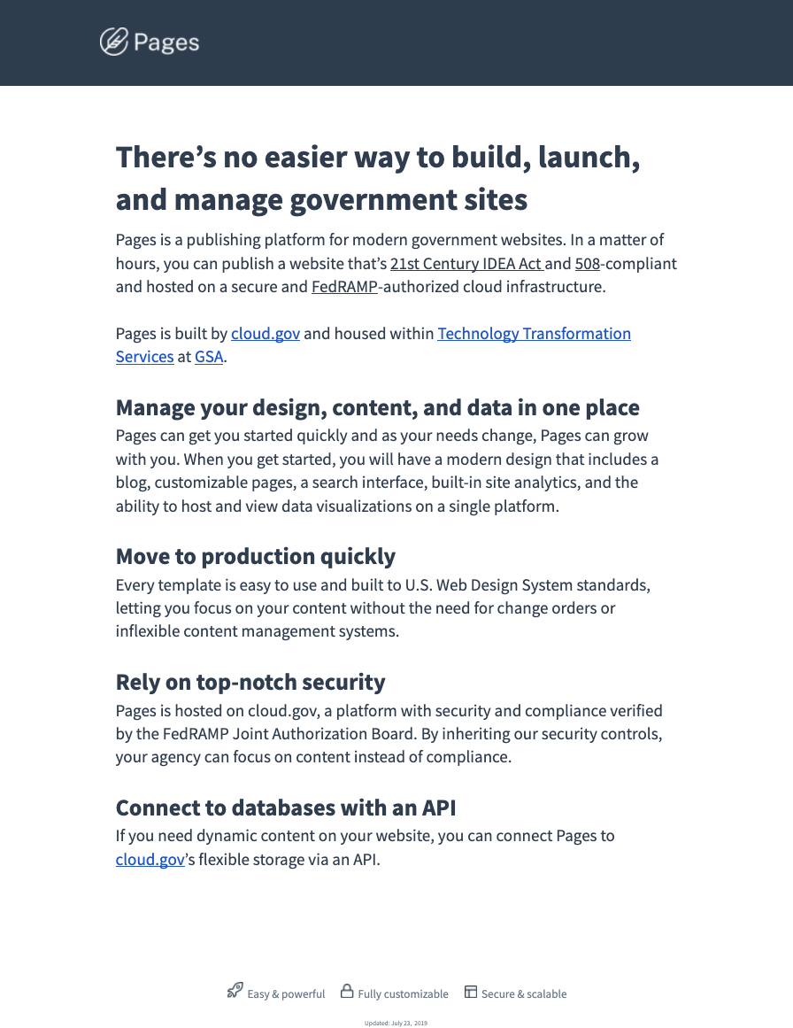 Pages proposal fact sheet PDF document thumbnail