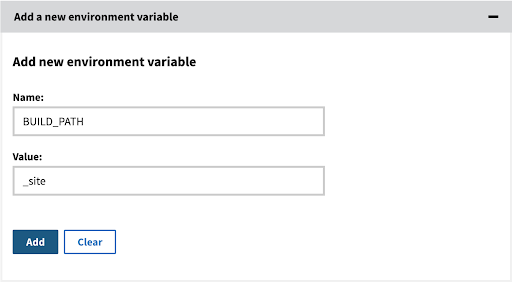 Image of environment variable settings