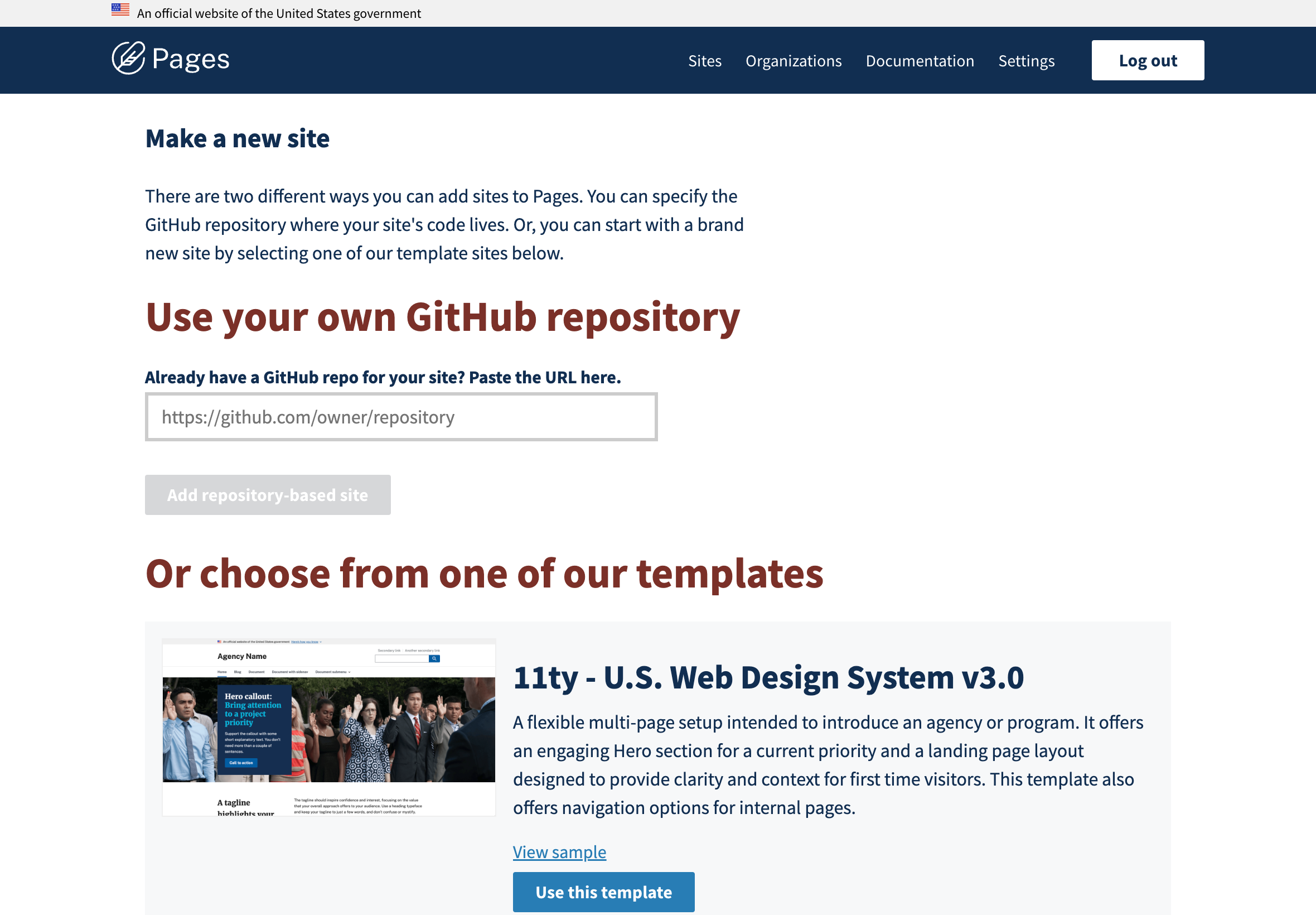Pages Sitelist Screenshot